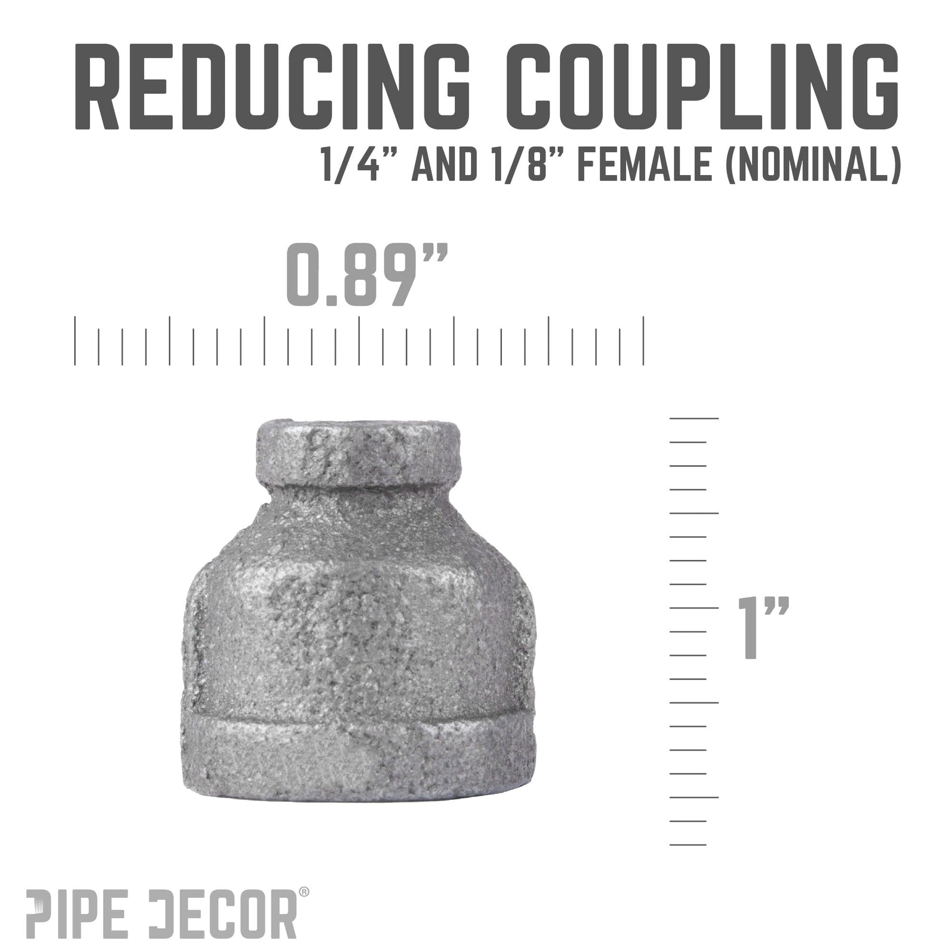 1/4 in. x 1/8 in. Black Reducing Coupling PIPE DECOR