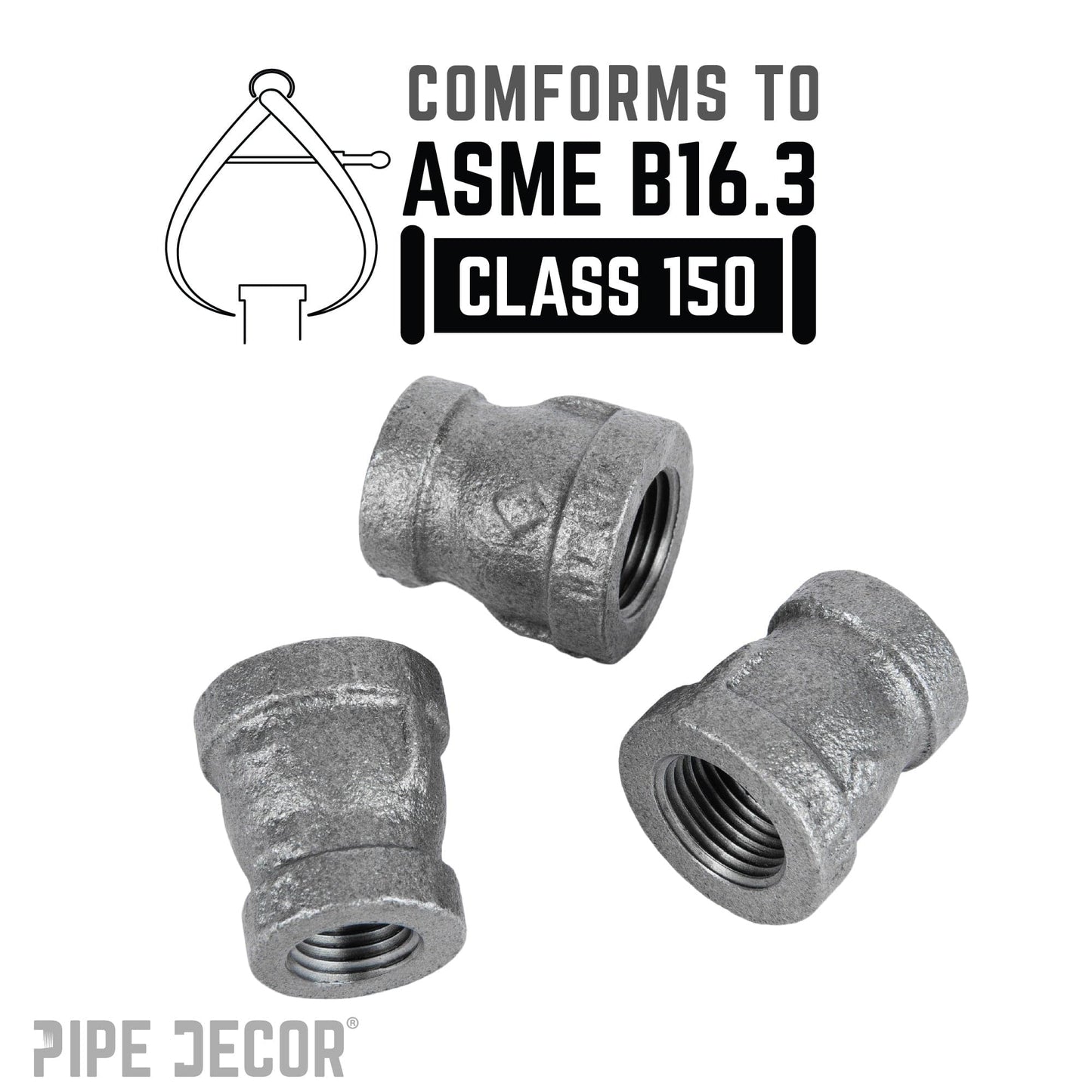 3/8 in. x 1/4 in. Black Reducing Coupling PIPE DECOR