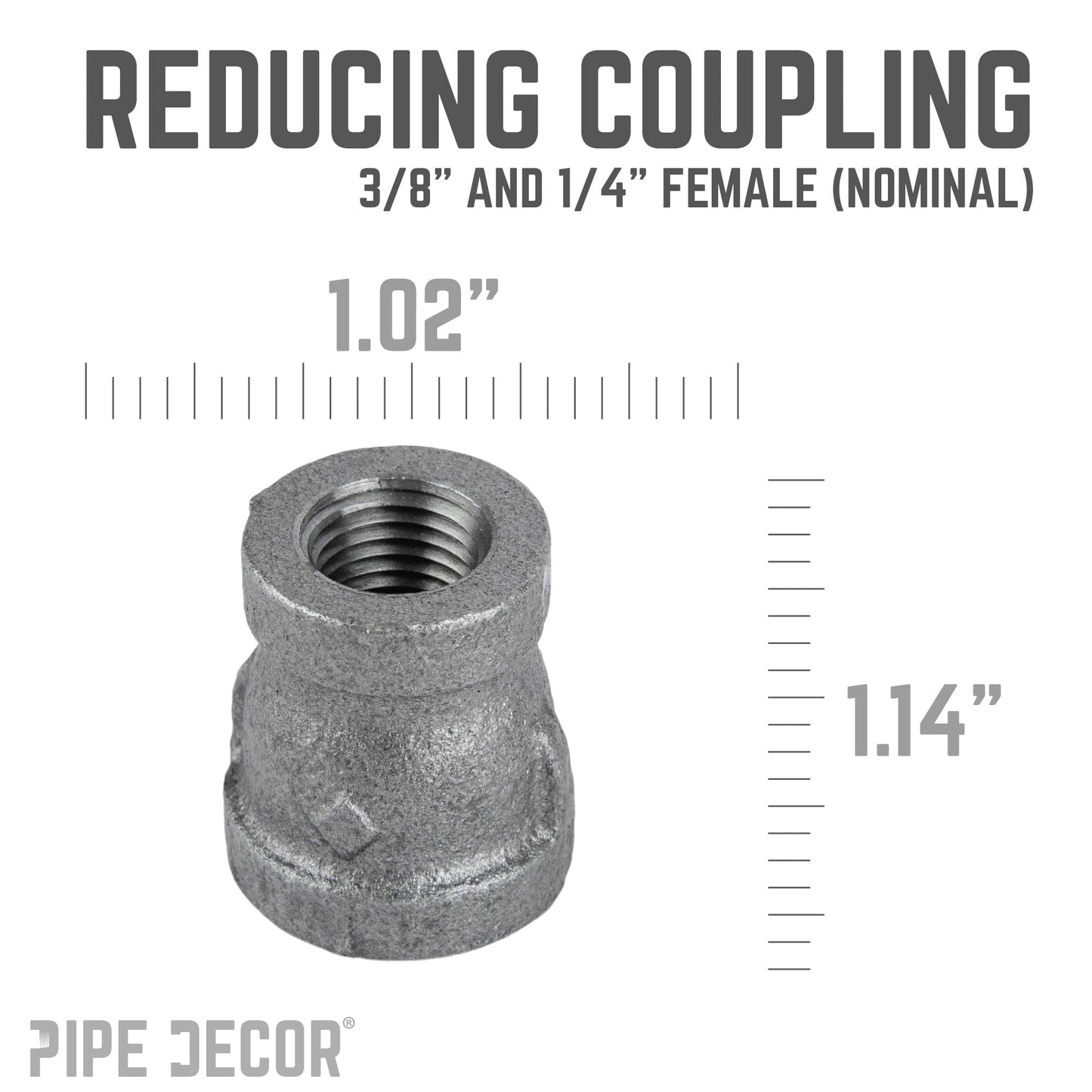 3/8 in. x 1/4 in. Black Reducing Coupling PIPE DECOR
