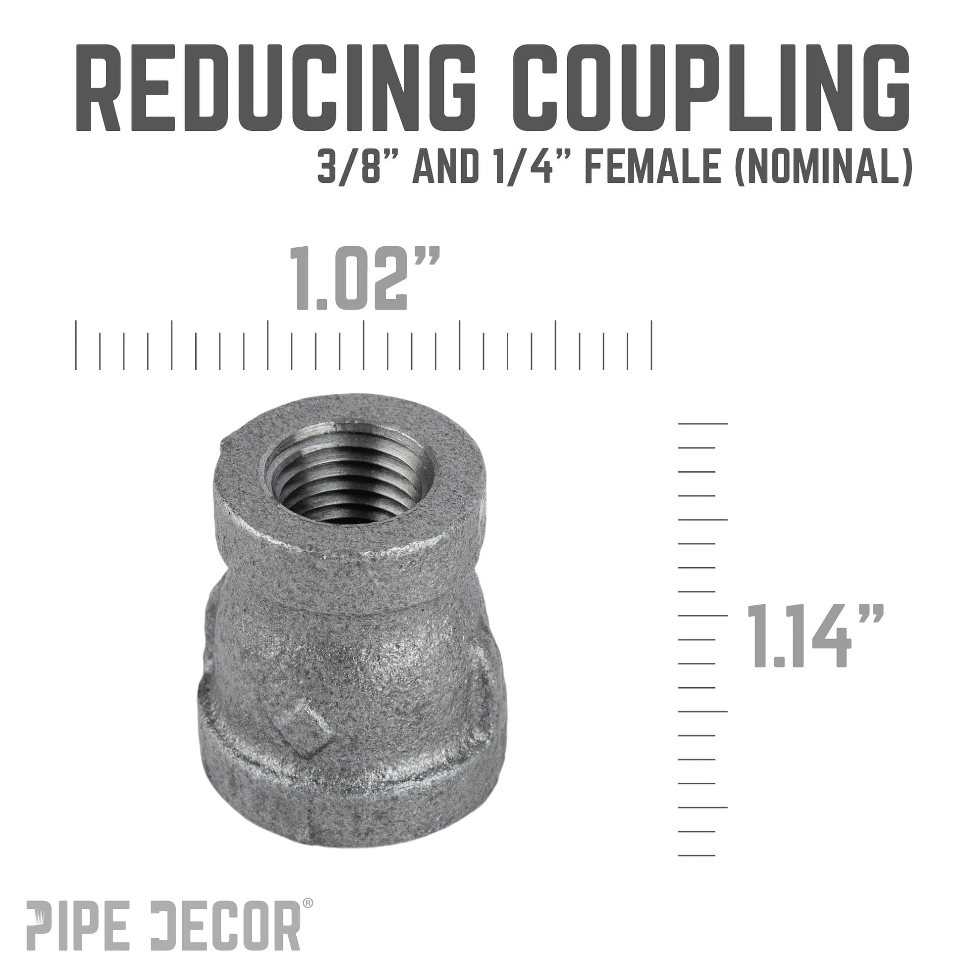 3/8 in. x 1/4 in. Black Reducing Coupling PIPE DECOR