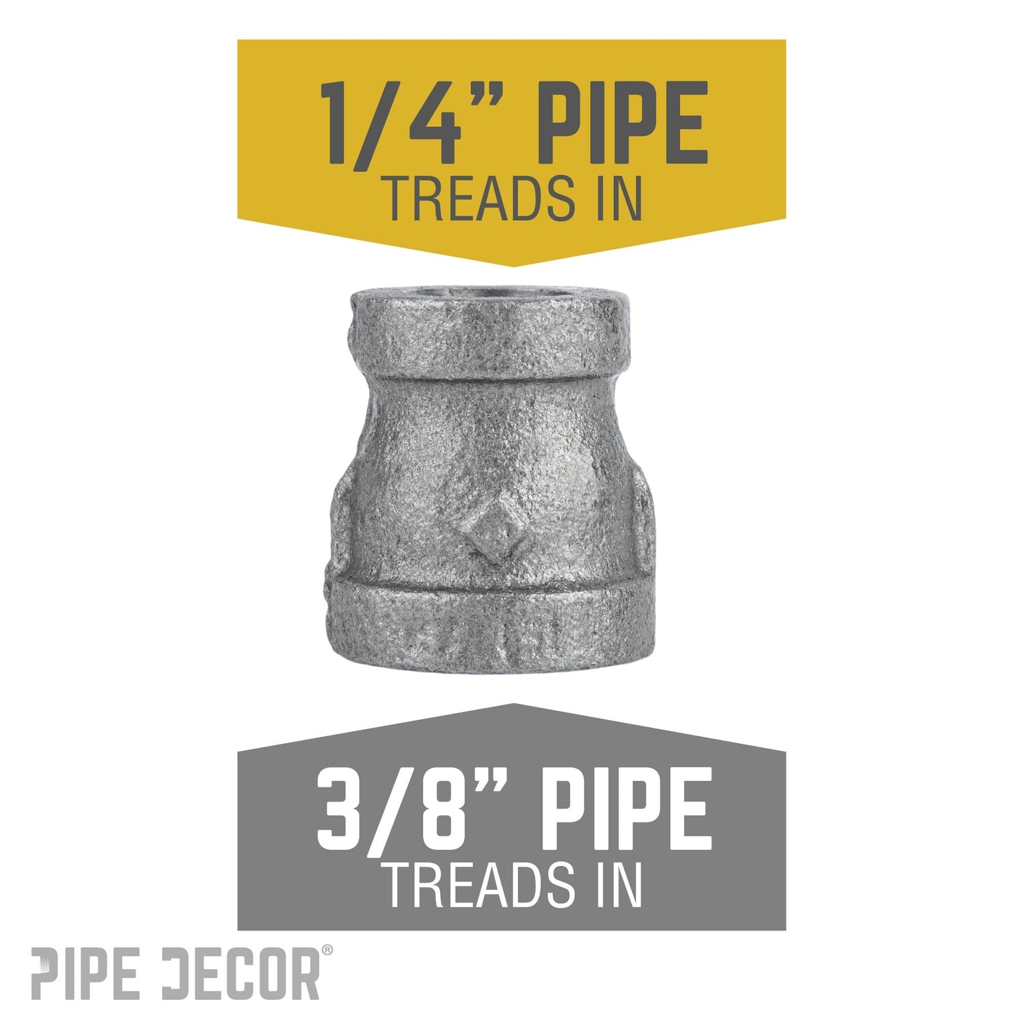 3/8 in. x 1/4 in. Black Reducing Coupling PIPE DECOR