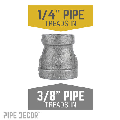 3/8 in. x 1/4 in. Black Reducing Coupling PIPE DECOR