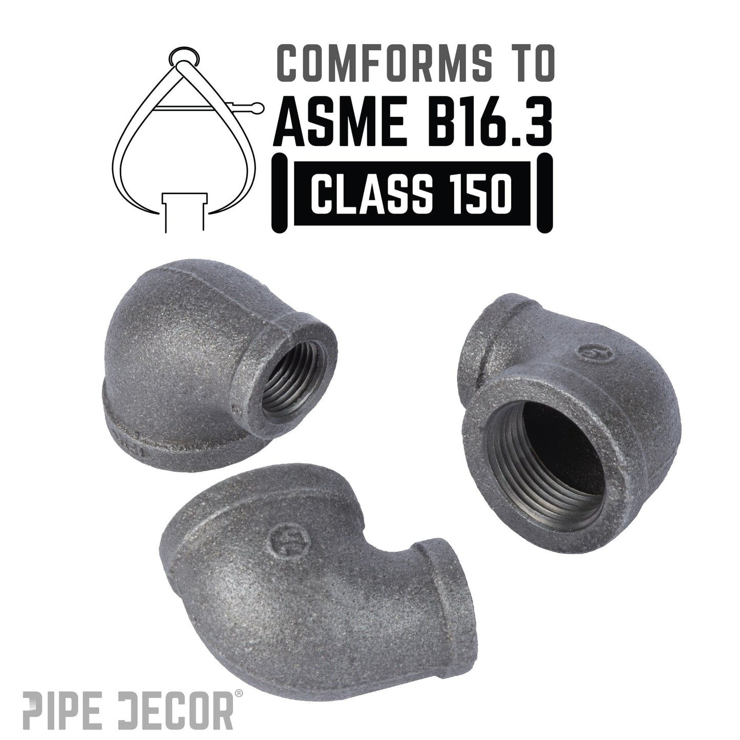 1 1/2 in. x 1 in. Black Reducing Elbow PIPE DECOR