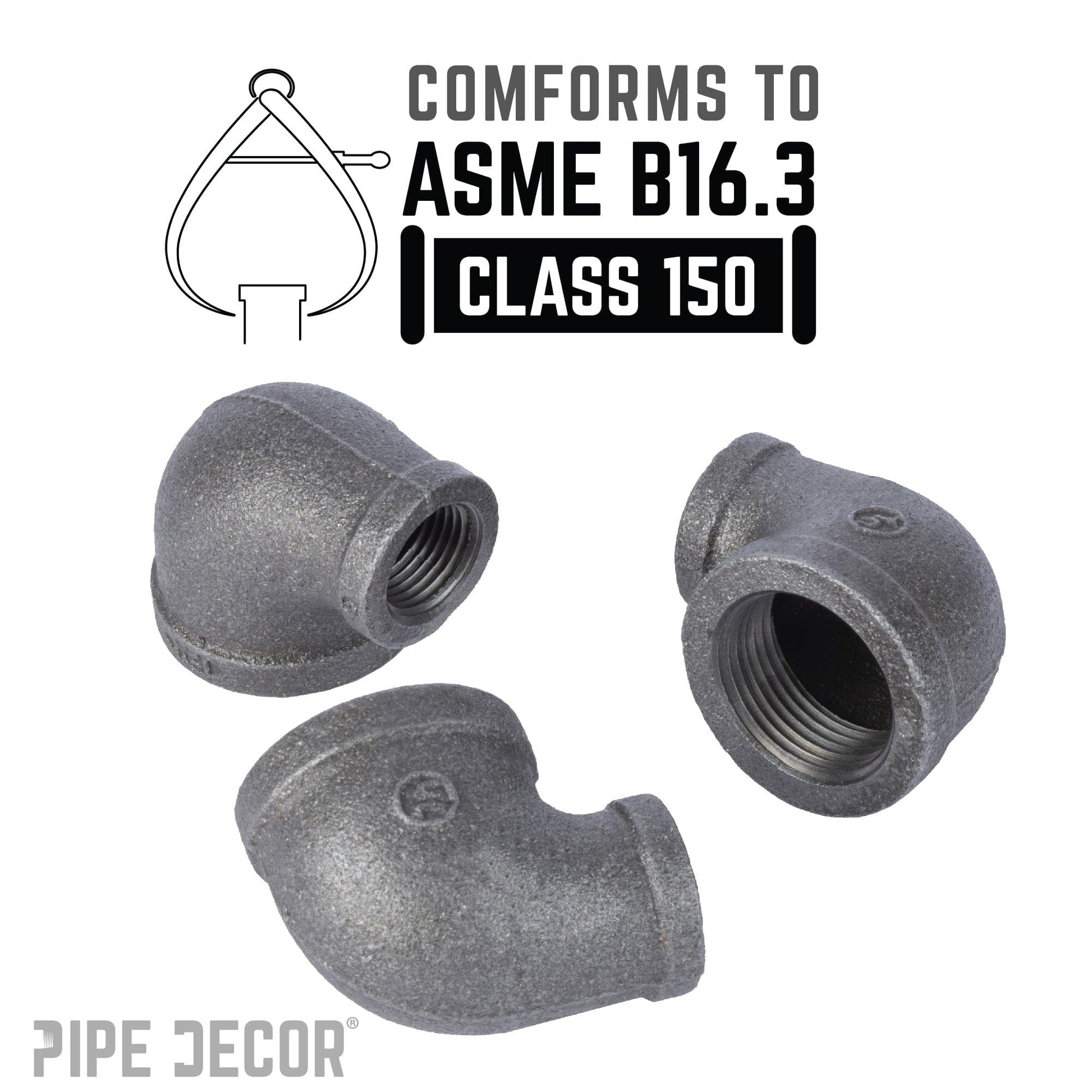 1 1/2 in. x 1 in. Black Reducing Elbow PIPE DECOR