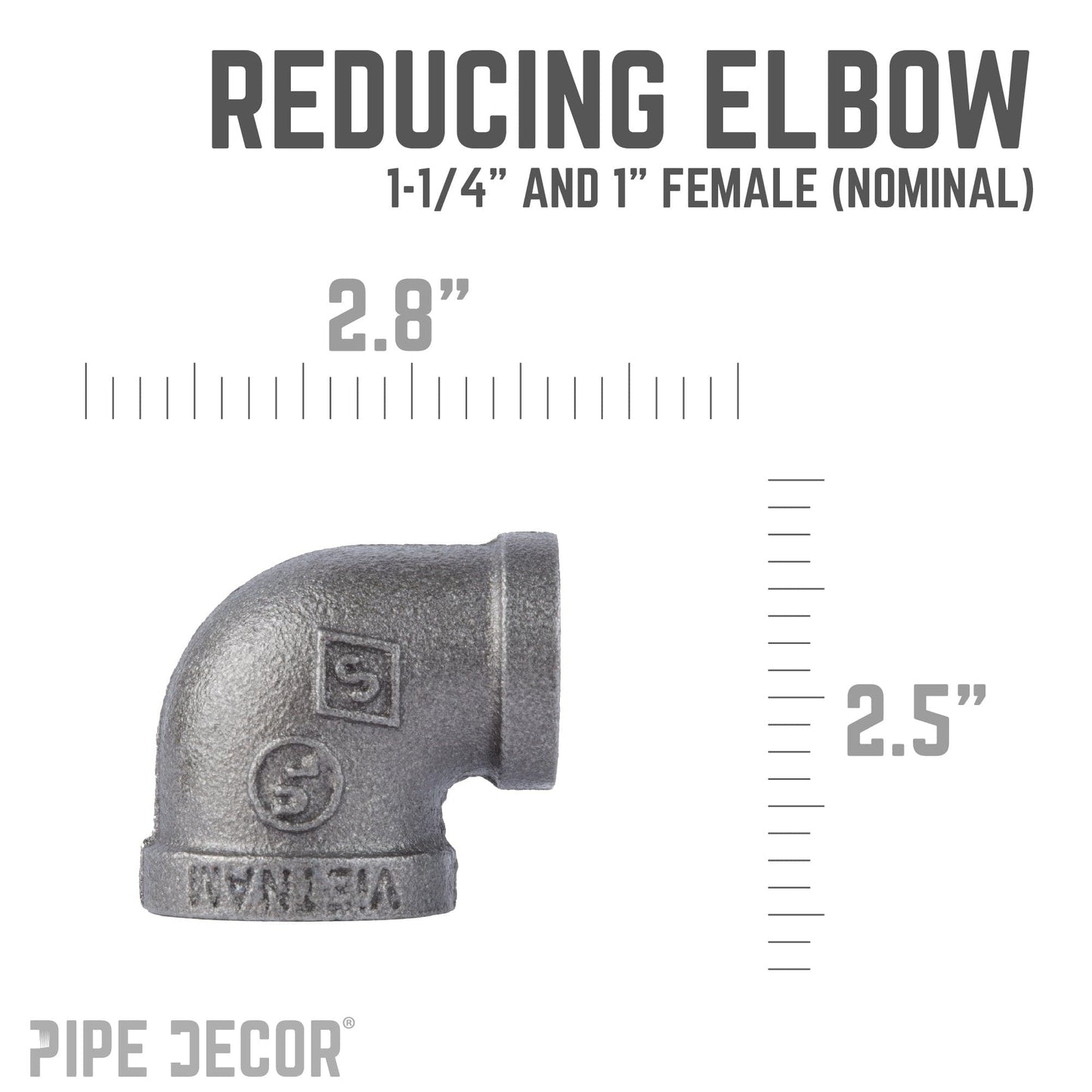1 1/4 in. x 1 in. Black Reducing Elbow PIPE DECOR