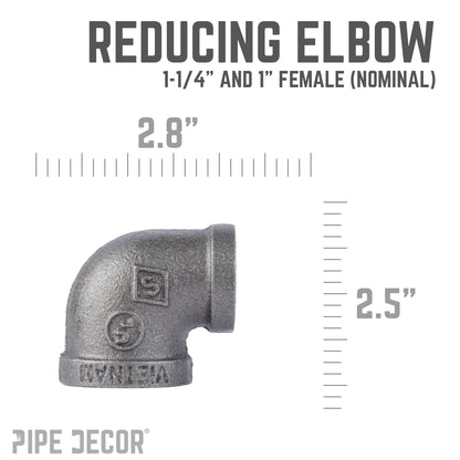 1 1/4 in. x 1 in. Black Reducing Elbow PIPE DECOR