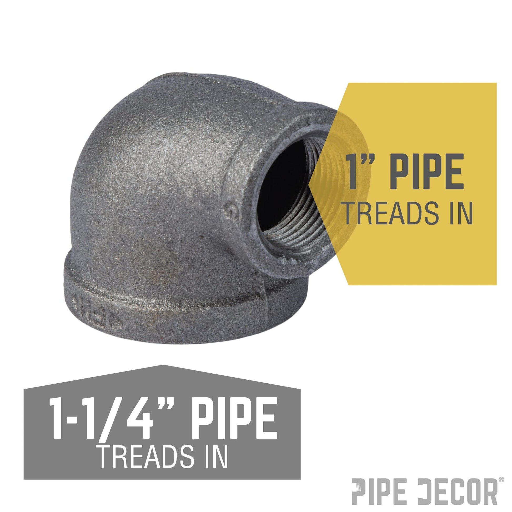 1 1/4 in. x 1 in. Black Reducing Elbow PIPE DECOR