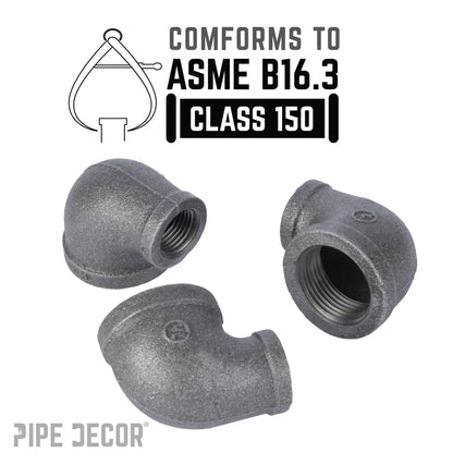 2 in. x 1 in. Black Reducing Elbow PIPE DECOR