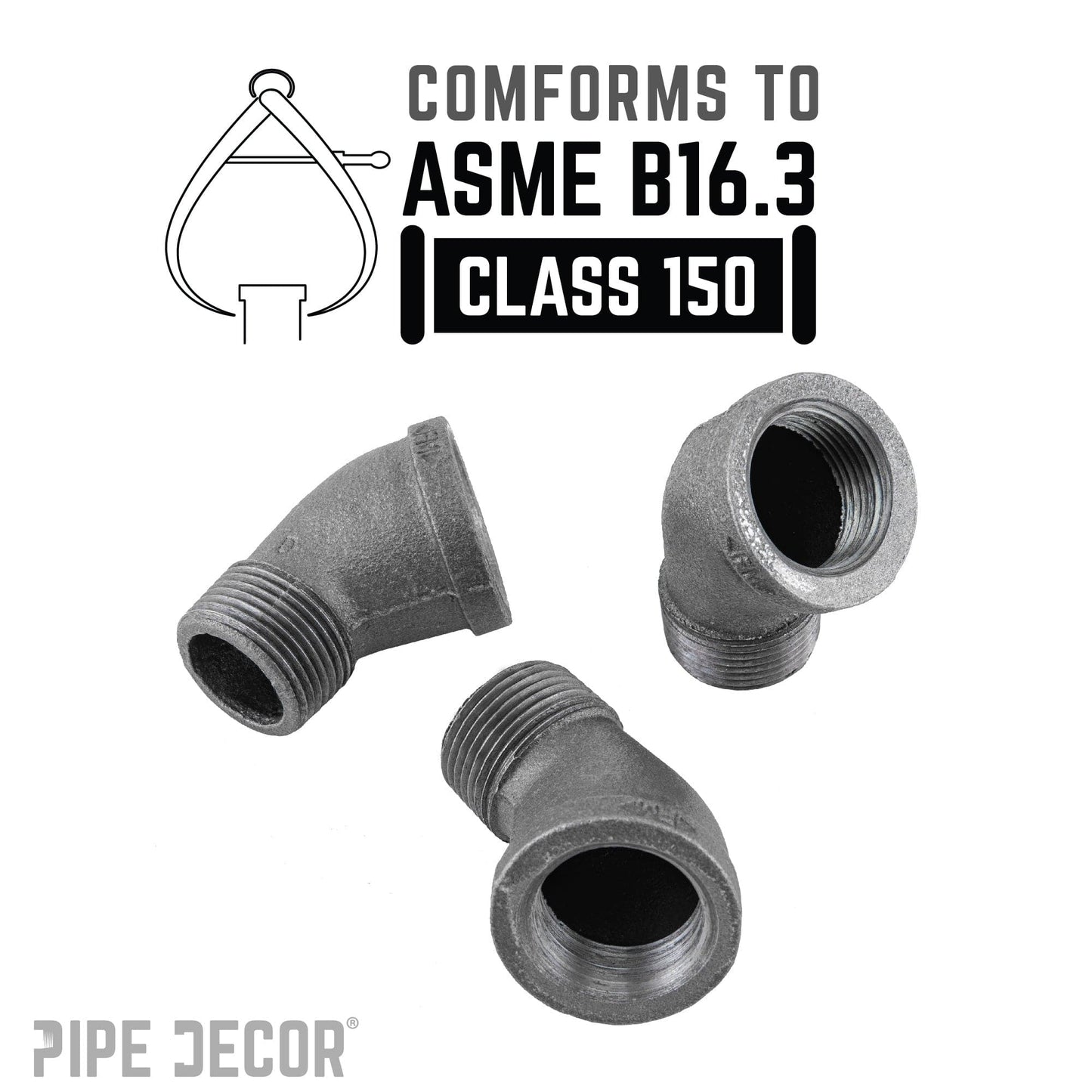 1/4 in. Black 45 Degree Street Elbow PIPE DECOR