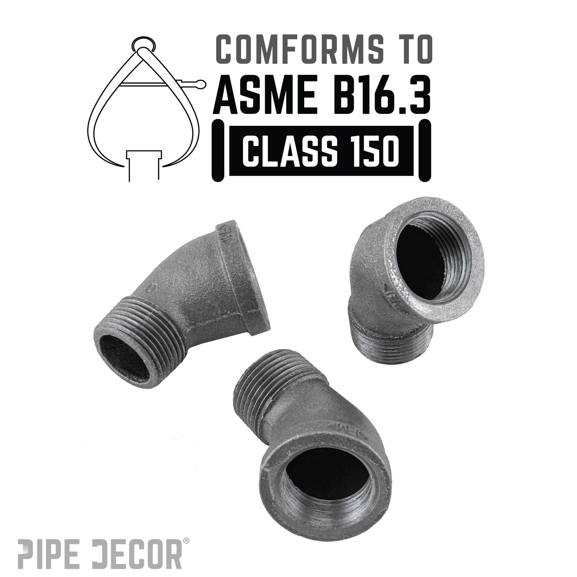 1/4 in. Black 45 Degree Street Elbow PIPE DECOR