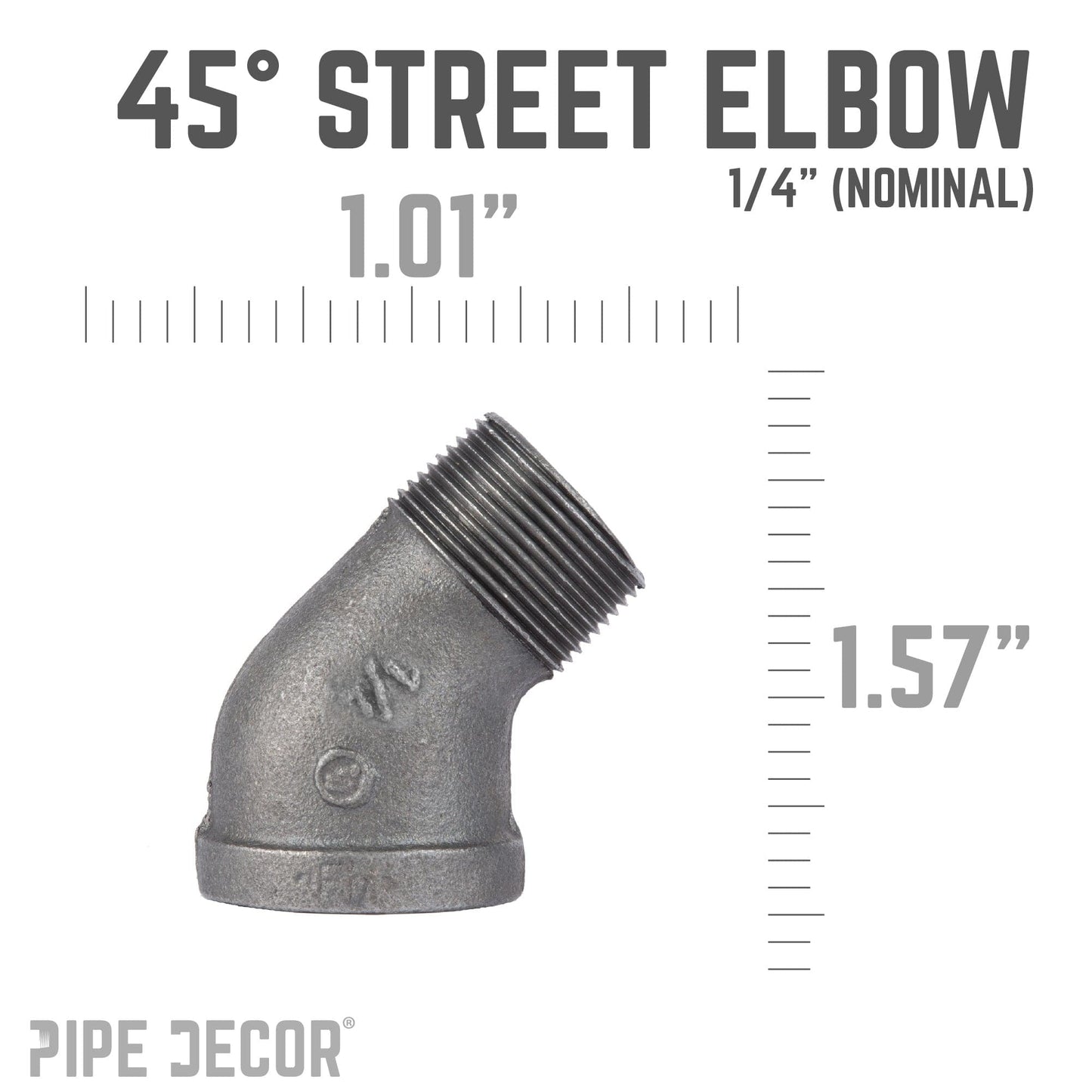 1/4 in. Black 45 Degree Street Elbow PIPE DECOR