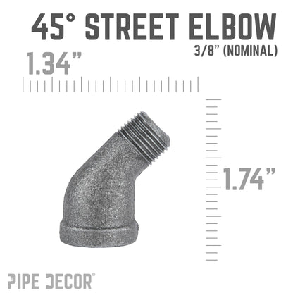 3/8 in. Black 45 Degree Street Elbow PIPE DECOR