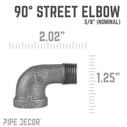 3/8 in. Black 90 Degree Street Elbow PIPE DECOR