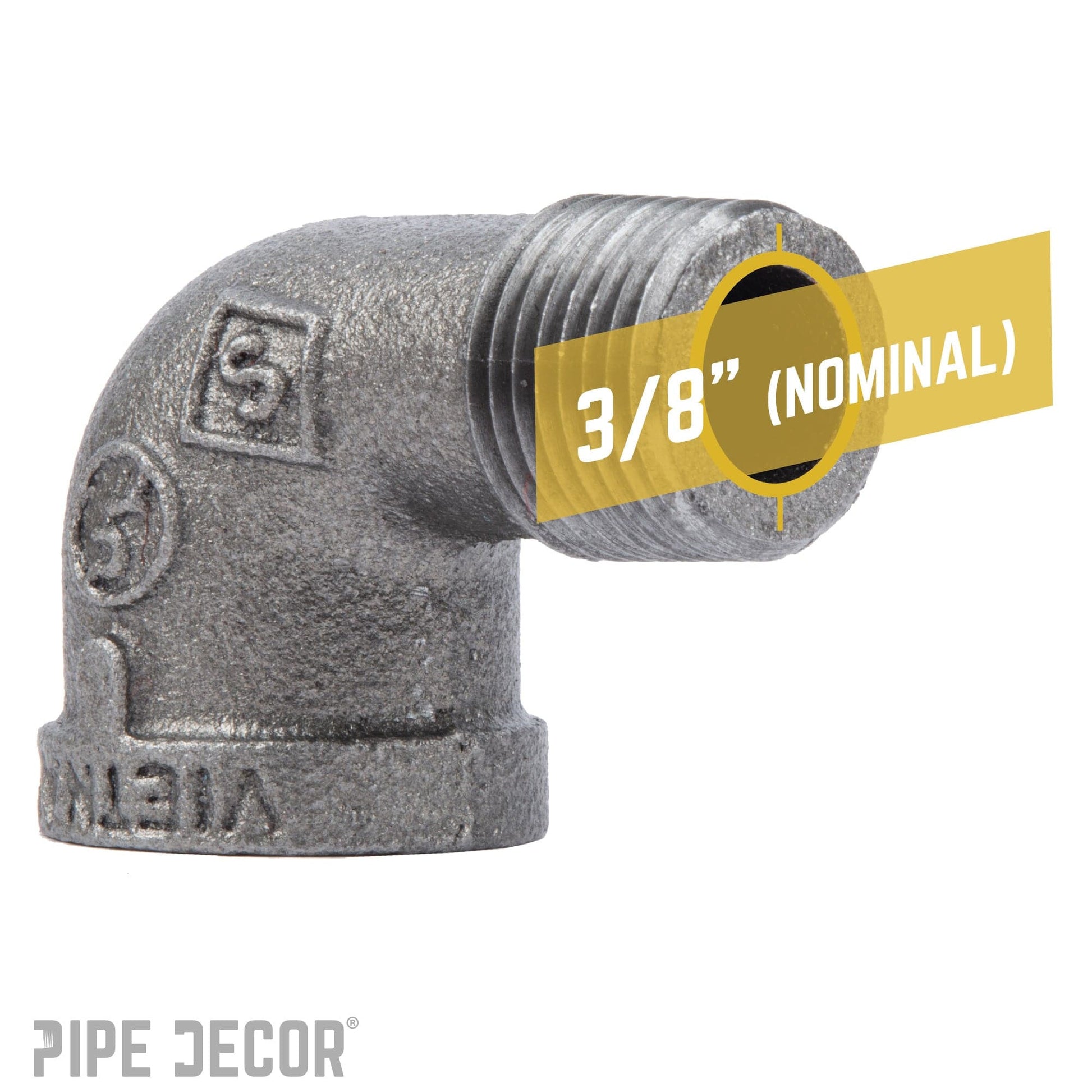3/8 in. Black 90 Degree Street Elbow PIPE DECOR