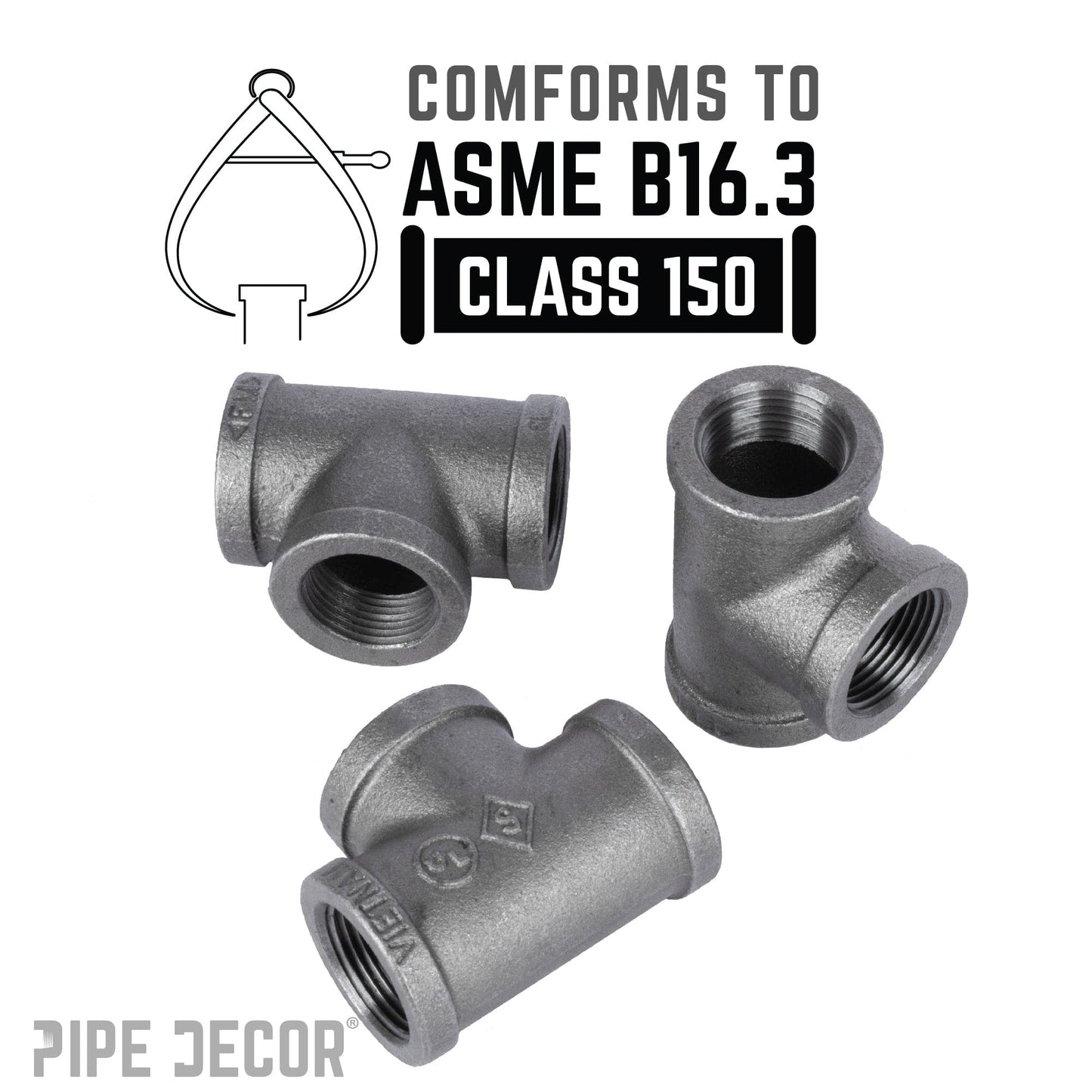 1/4 in. Black Tee PIPE DECOR
