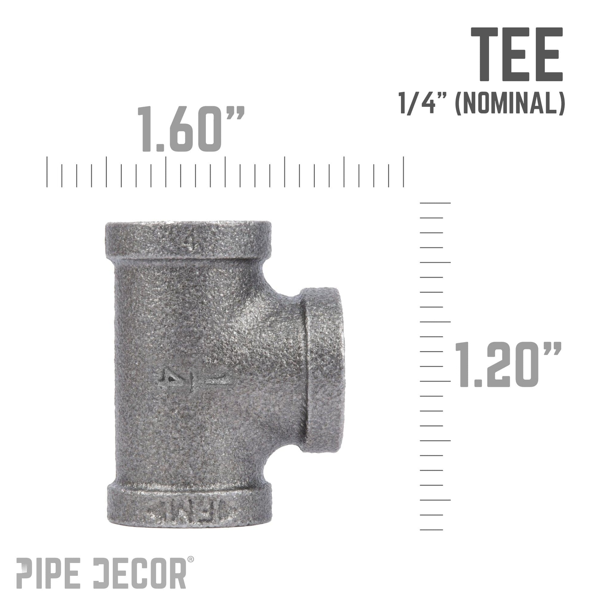 1/4 in. Black Tee PIPE DECOR
