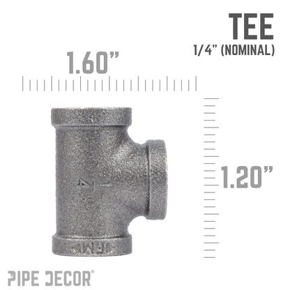 1/4 in. Black Tee PIPE DECOR