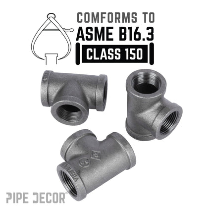 3/8 in. Black Tee PIPE DECOR