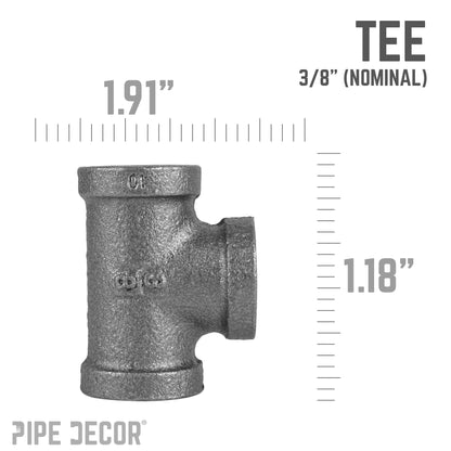 3/8 in. Black Tee PIPE DECOR