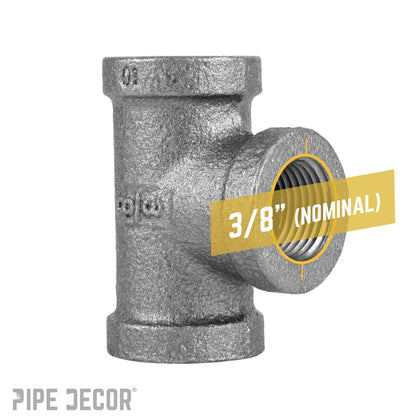 3/8 in. Black Tee PIPE DECOR