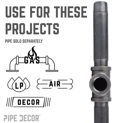 3/8 in. Black Tee PIPE DECOR