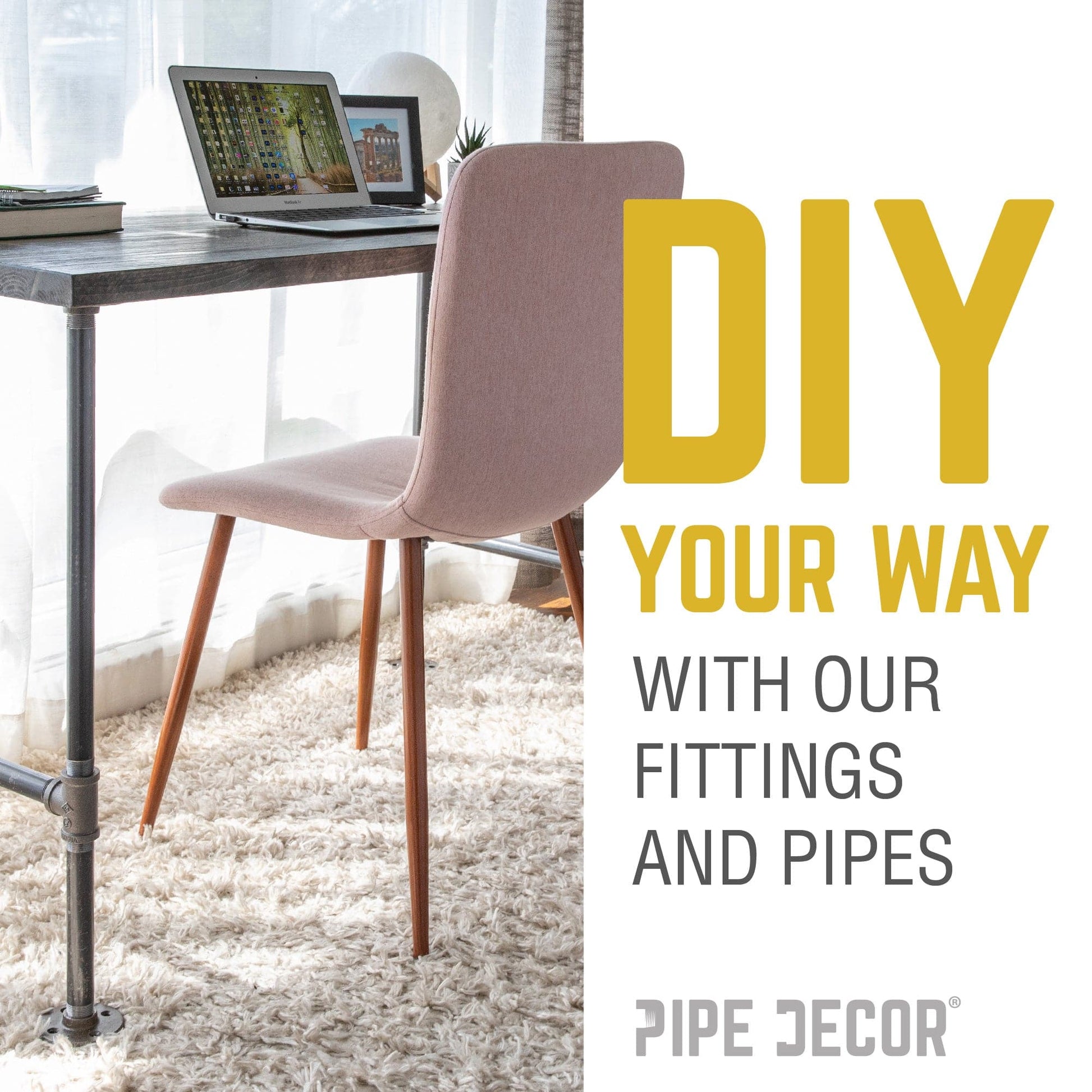 3/8 in. Black Tee PIPE DECOR