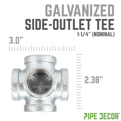 1 1/4 in. Galvanized Iron Side Outlet Tee PIPE DECOR