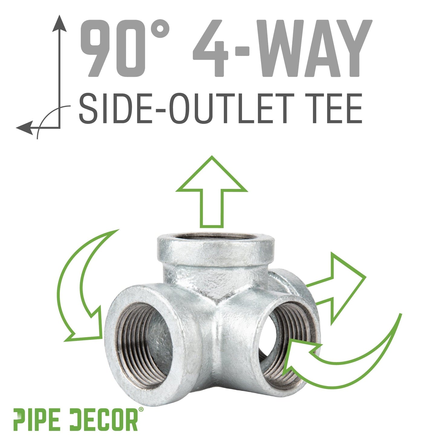 1 1/4 in. Galvanized Iron Side Outlet Tee PIPE DECOR