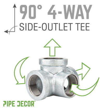 1 1/4 in. Galvanized Iron Side Outlet Tee PIPE DECOR