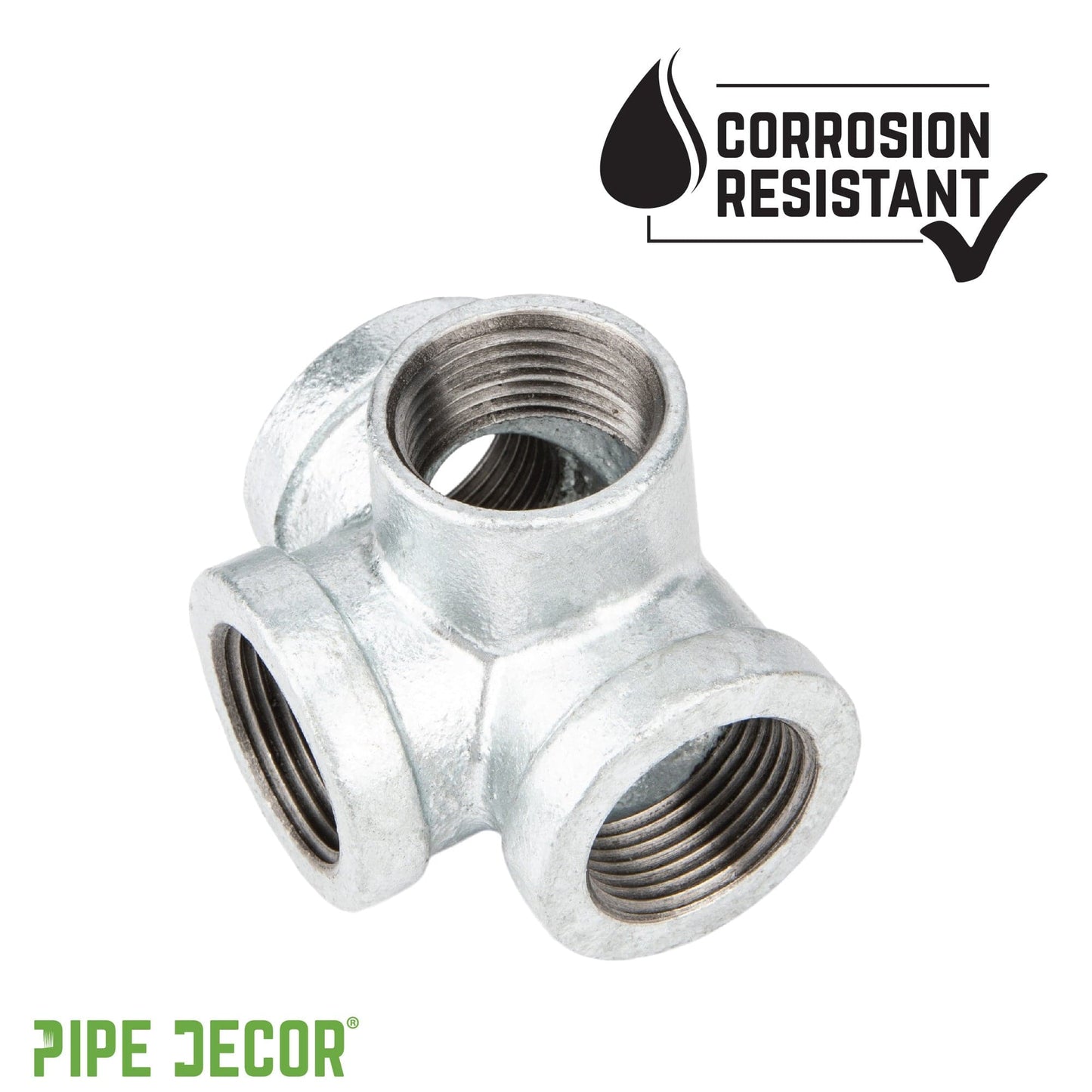 1 1/4 in. Galvanized Iron Side Outlet Tee PIPE DECOR