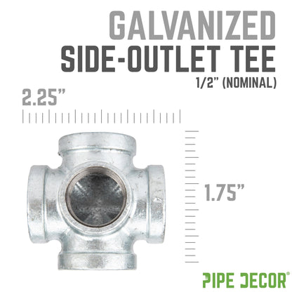 1/2 in. Galvanized Iron Side Outlet Tee PIPE DECOR