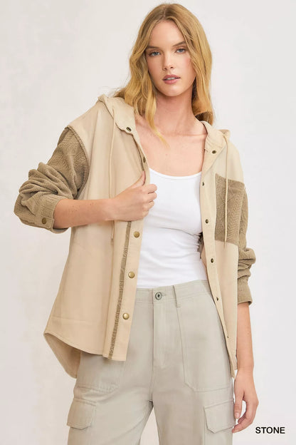 Umgee Washed French Terry Shacket FitiqueFit