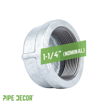 1 1/4 in. Galvanized Iron Cap PIPE DECOR