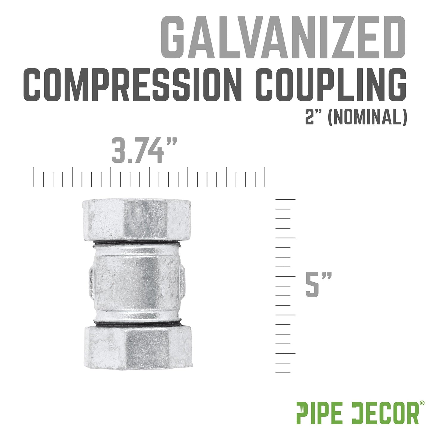 2 in. Galvanized Iron Compression Coupling PIPE DECOR