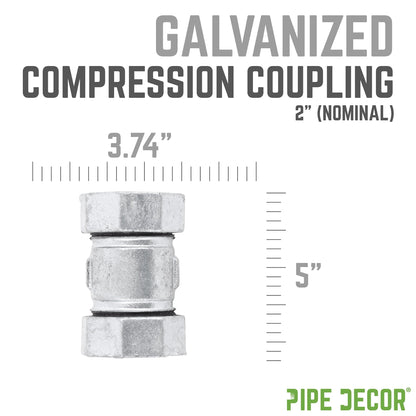 2 in. Galvanized Iron Compression Coupling PIPE DECOR