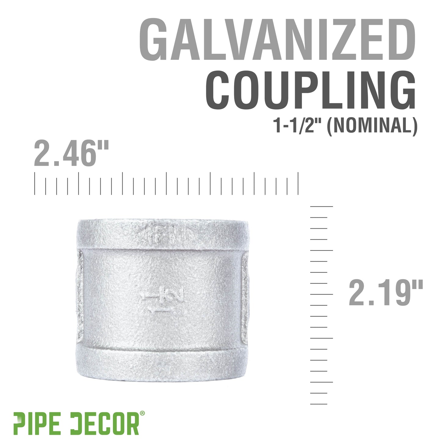 1 1/2 in. Galvanized Iron Coupling PIPE DECOR