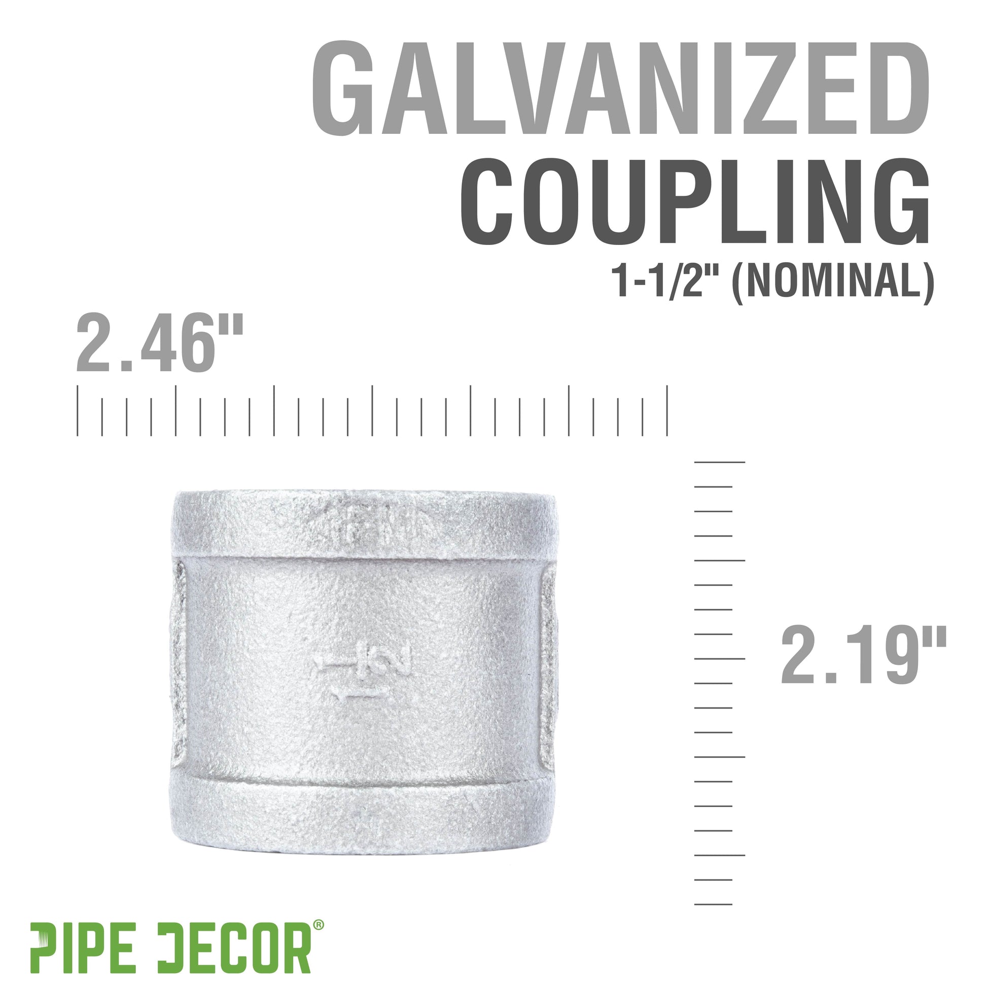1 1/2 in. Galvanized Iron Coupling PIPE DECOR