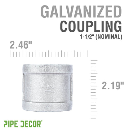 1 1/2 in. Galvanized Iron Coupling PIPE DECOR
