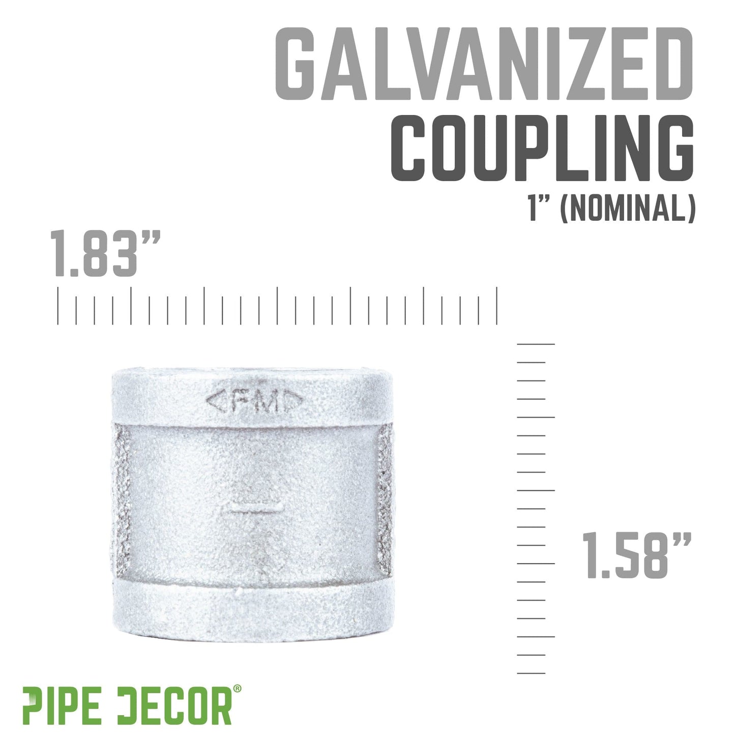 1 in. Galvanized Iron Coupling PIPE DECOR