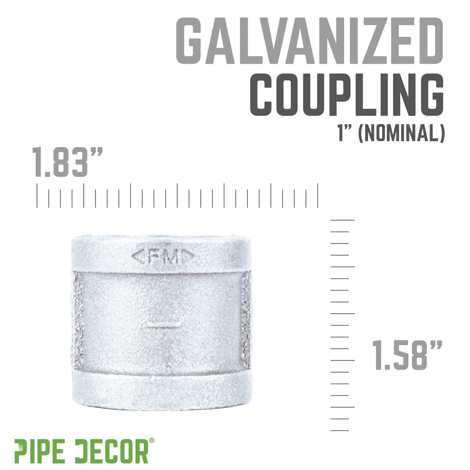 1 in. Galvanized Iron Coupling PIPE DECOR