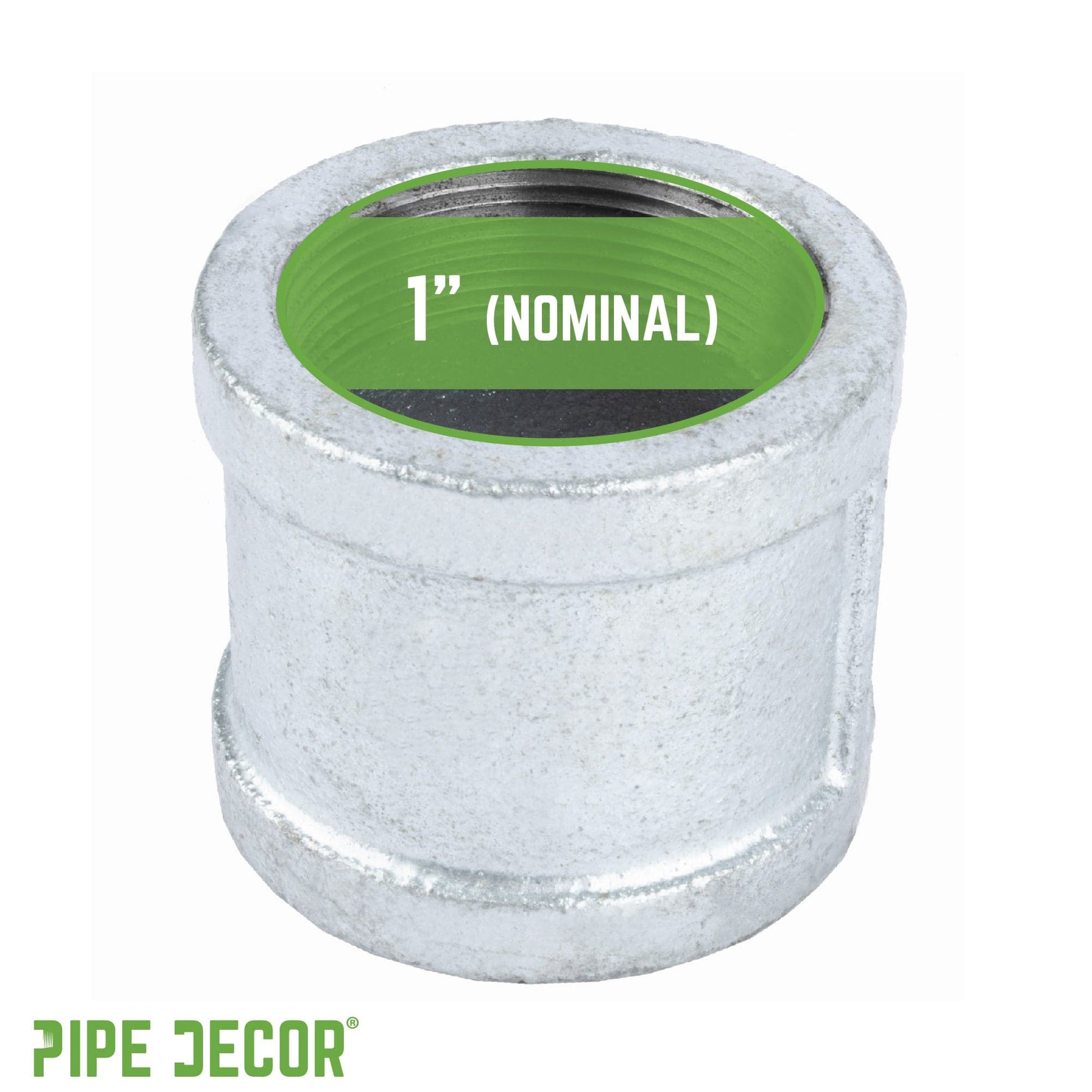 1 in. Galvanized Iron Coupling PIPE DECOR
