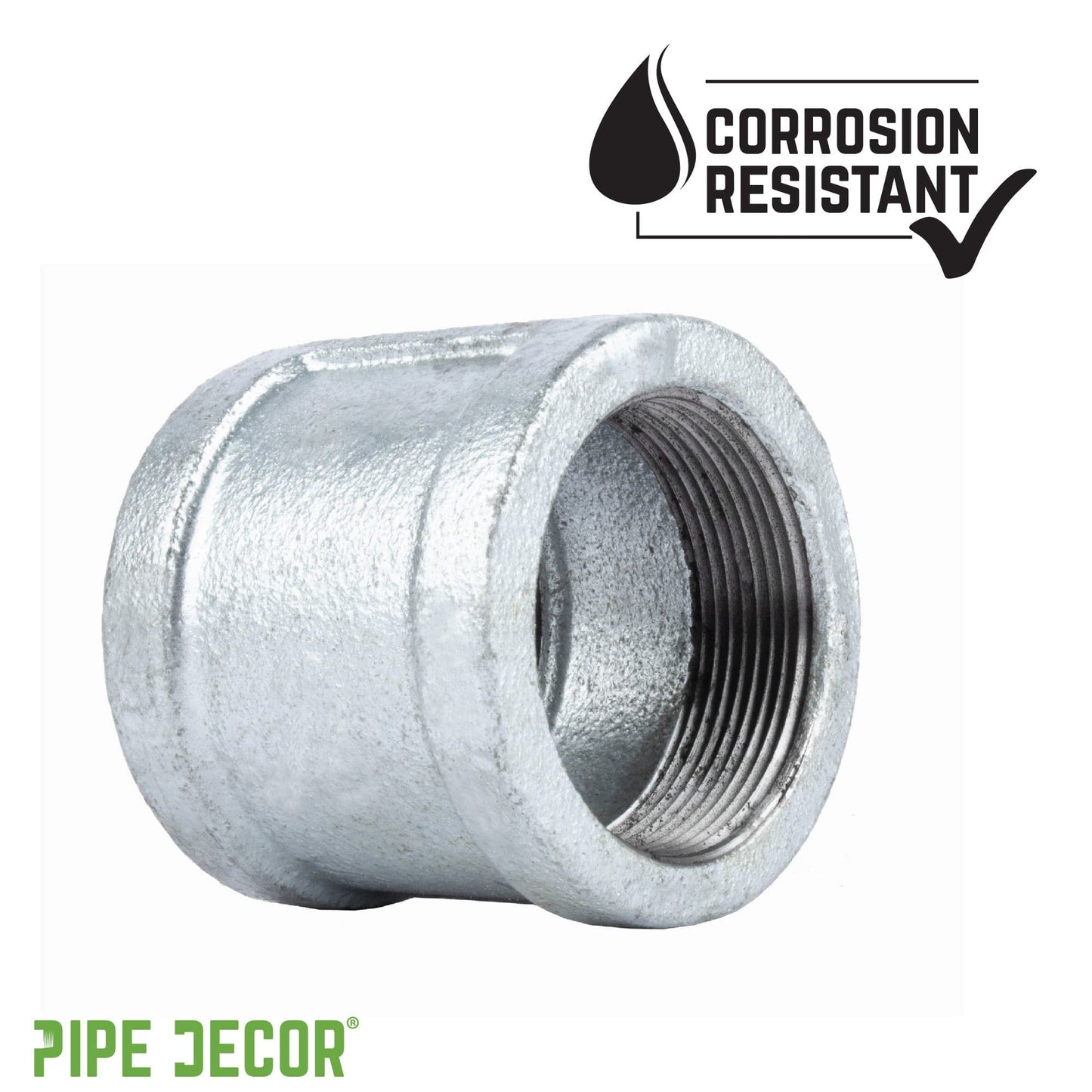 1 in. Galvanized Iron Coupling PIPE DECOR
