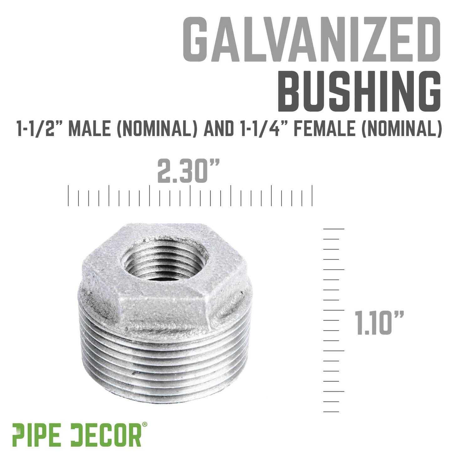 1 1/2 in. x 1 1/4 in. Galvanized Iron Bushing PIPE DECOR
