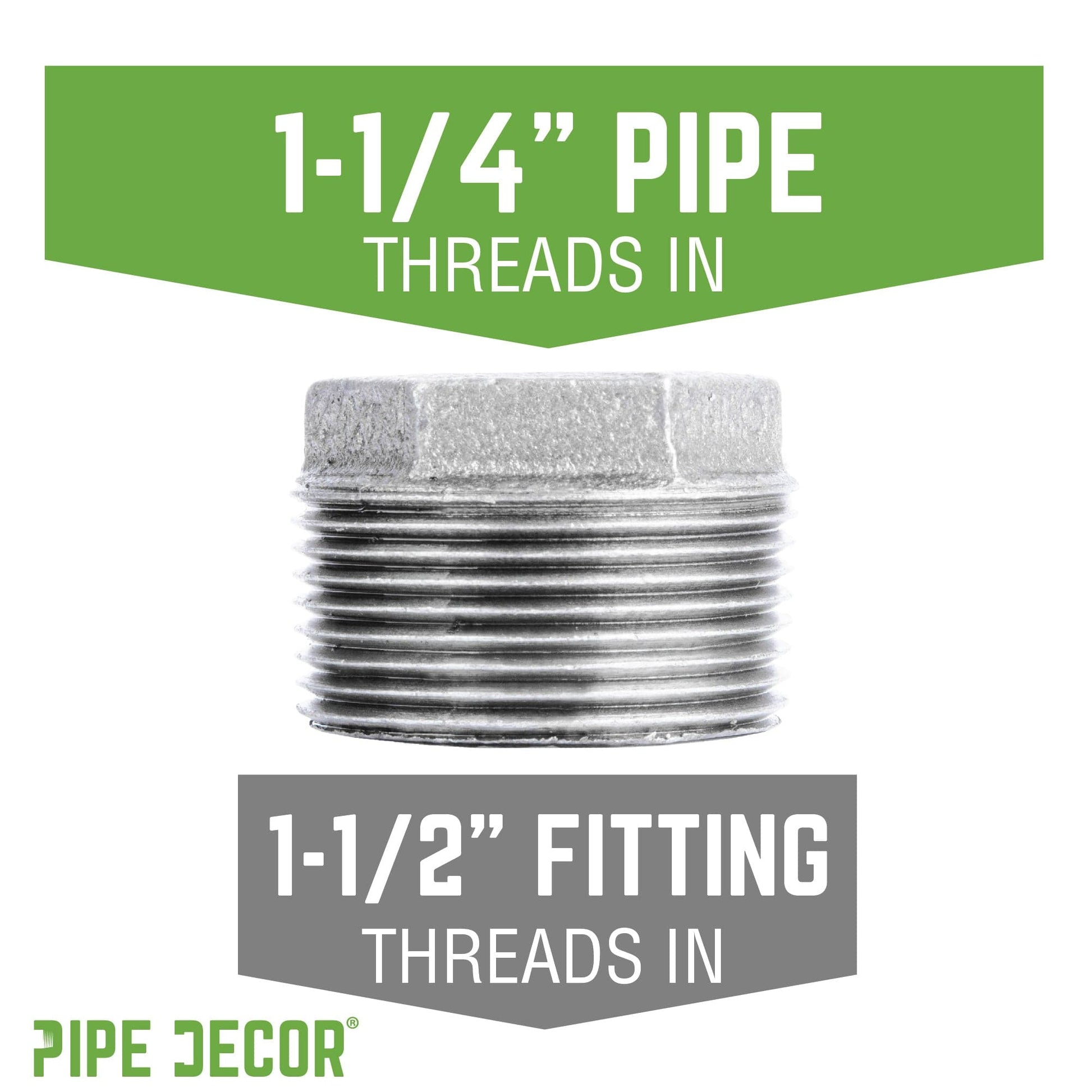 1 1/2 in. x 1 1/4 in. Galvanized Iron Bushing PIPE DECOR