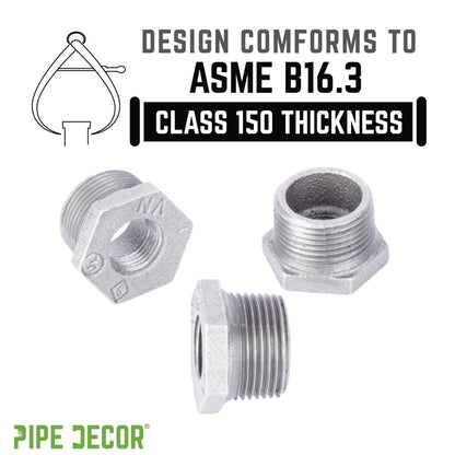 1 1/2 in. x 1/2 in. Galvanized Iron Bushing PIPE DECOR