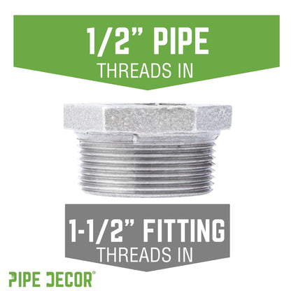1 1/2 in. x 1/2 in. Galvanized Iron Bushing PIPE DECOR