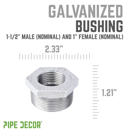 1 1/2 in. x 1 in. Galvanized Iron Bushing PIPE DECOR