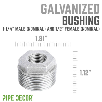 1 1/4 in. x 1/2 in. Galvanized Iron Bushing PIPE DECOR