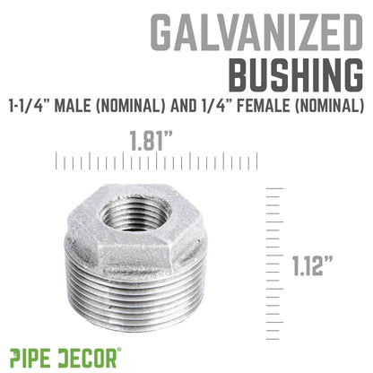1 1/4 in. x 1/4 in. Galvanized Iron Bushing PIPE DECOR