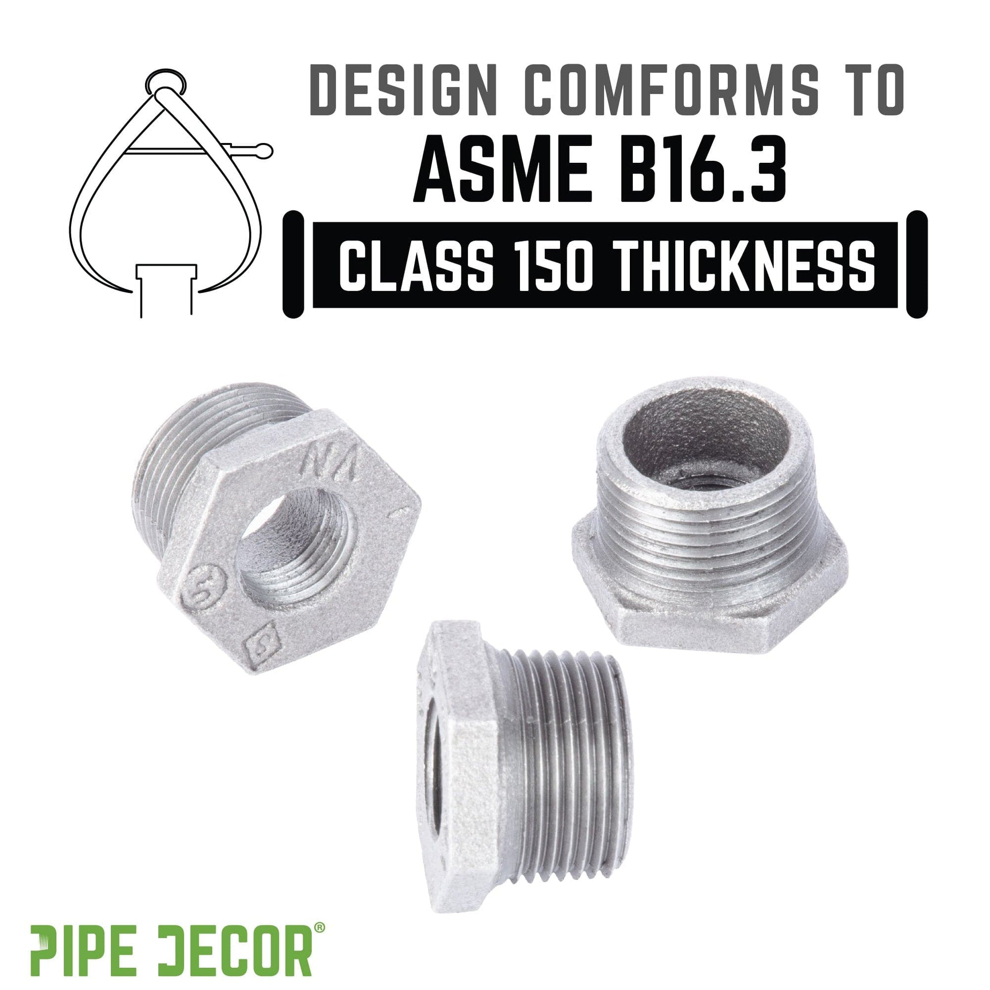 1 1/4 in. x 3/4 in. Galvanized Iron Bushing PIPE DECOR